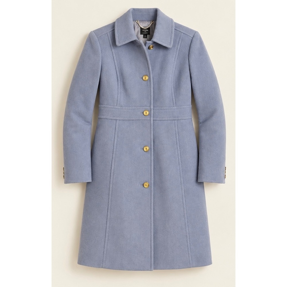 J.Crew Womens Lady Day Coat Periwinkle Blue Wool Blend Size 4